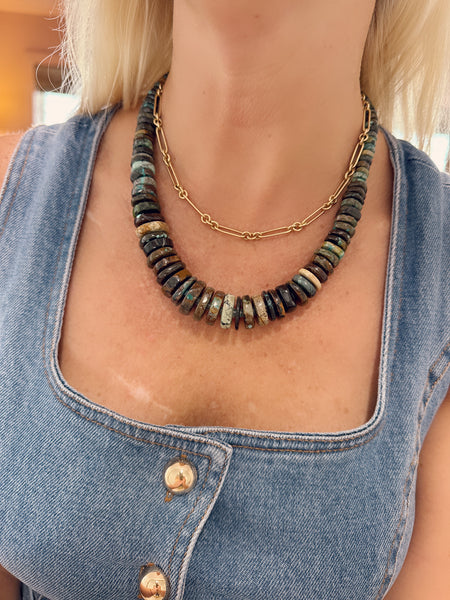 natural hubei turquoise graduated necklace, 8-18 mm