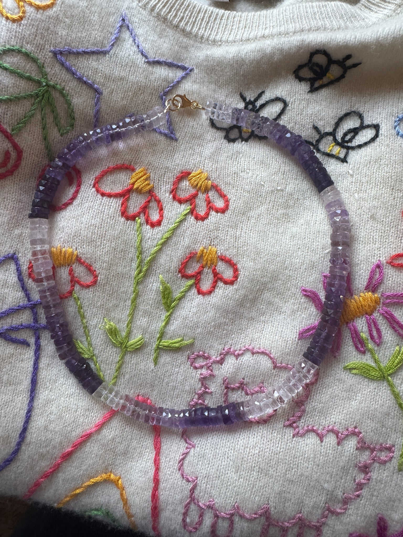 heishi cut shaded amethyst necklace