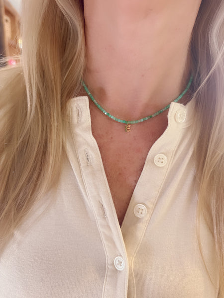 cube gemstone inital necklace