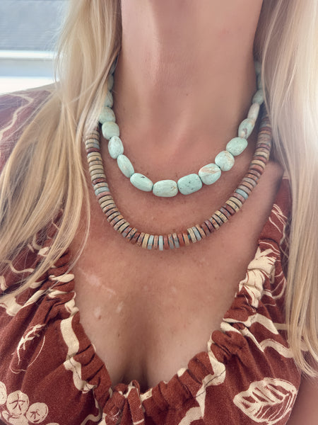 Aqua terra jasper barrel necklace