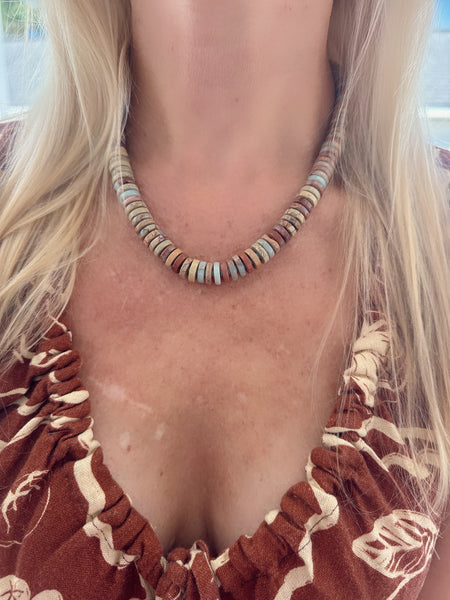 Aqua terra jasper barrel necklace