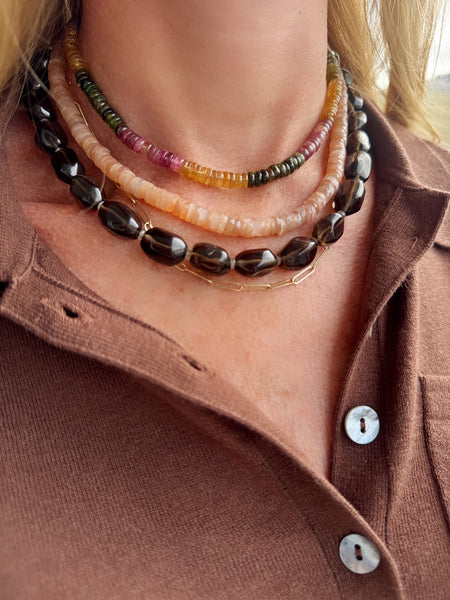 Smokey quartz smooth nugget necklace