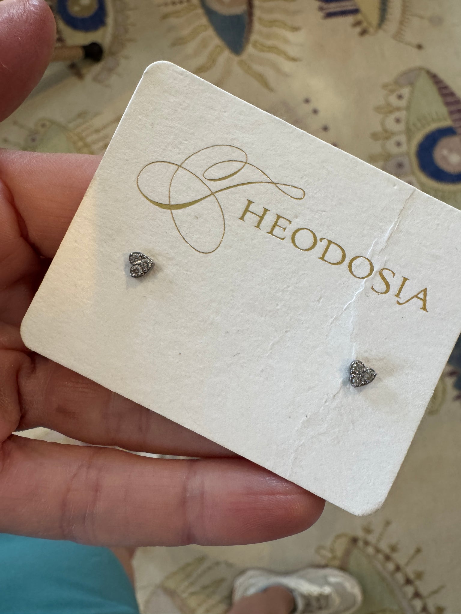 diamond heart studs, silver