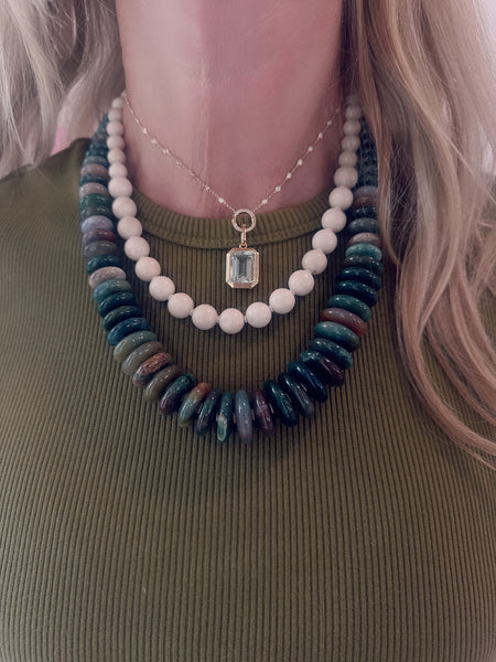 graduated forest green Indian jasper collar