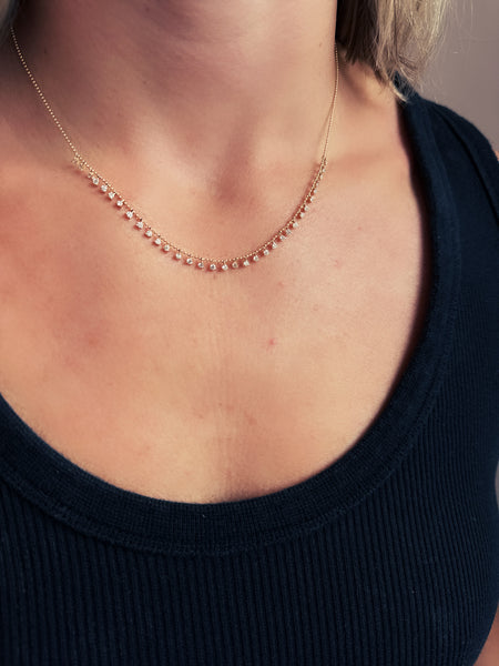 prong set diamond fringe necklace, 0.25 FCW