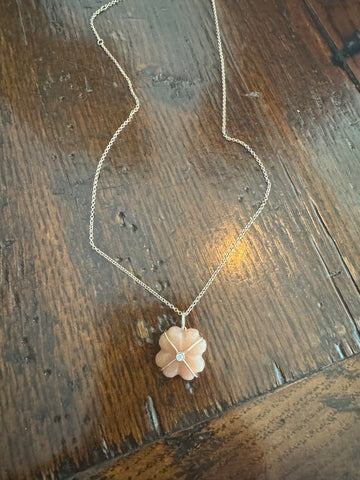 peach flower heart on chain