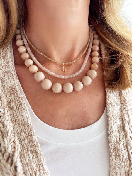 knotted gumball peach agate necklace