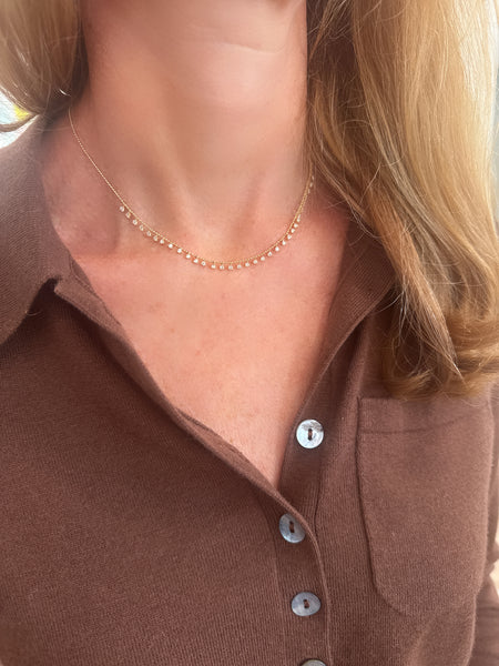 prong set diamond fringe necklace, 0.25 FCW