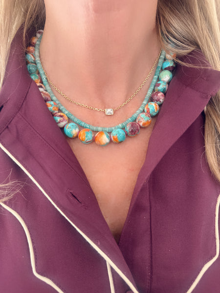 Oyster turquoise gumball necklace