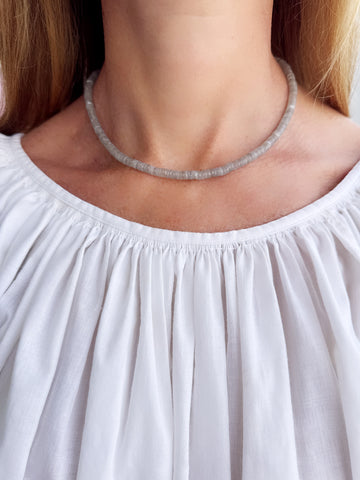 grey moonstone heishi necklace