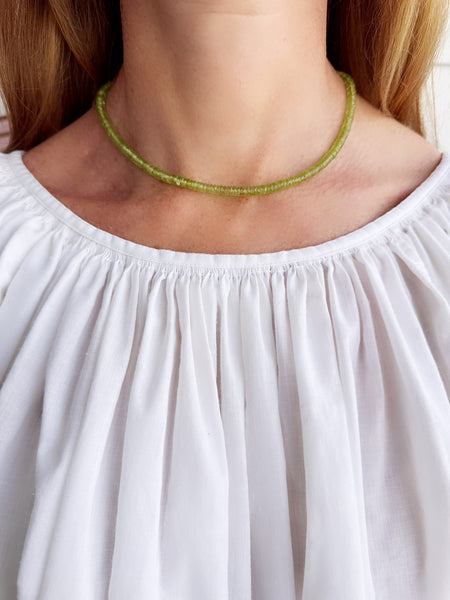 peridot heishi necklace