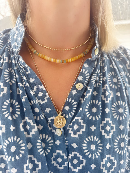 yellow opal, apatite, and hessonite garnet