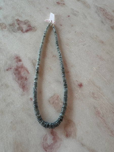 Gray moonstone heishi necklace, graduated
