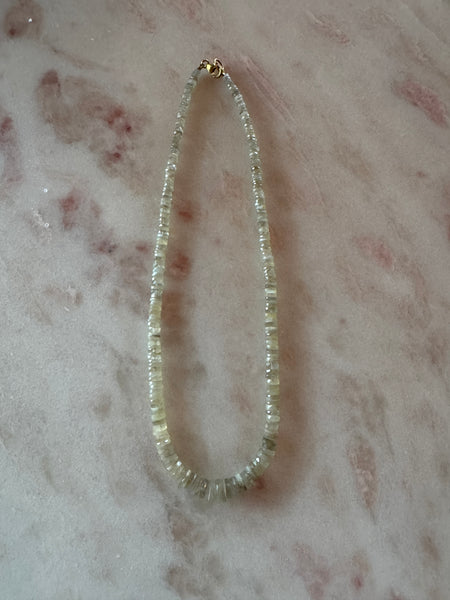 Gray moonstone heishi necklace, graduated