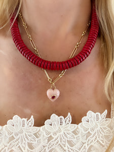 barrel red statement necklace