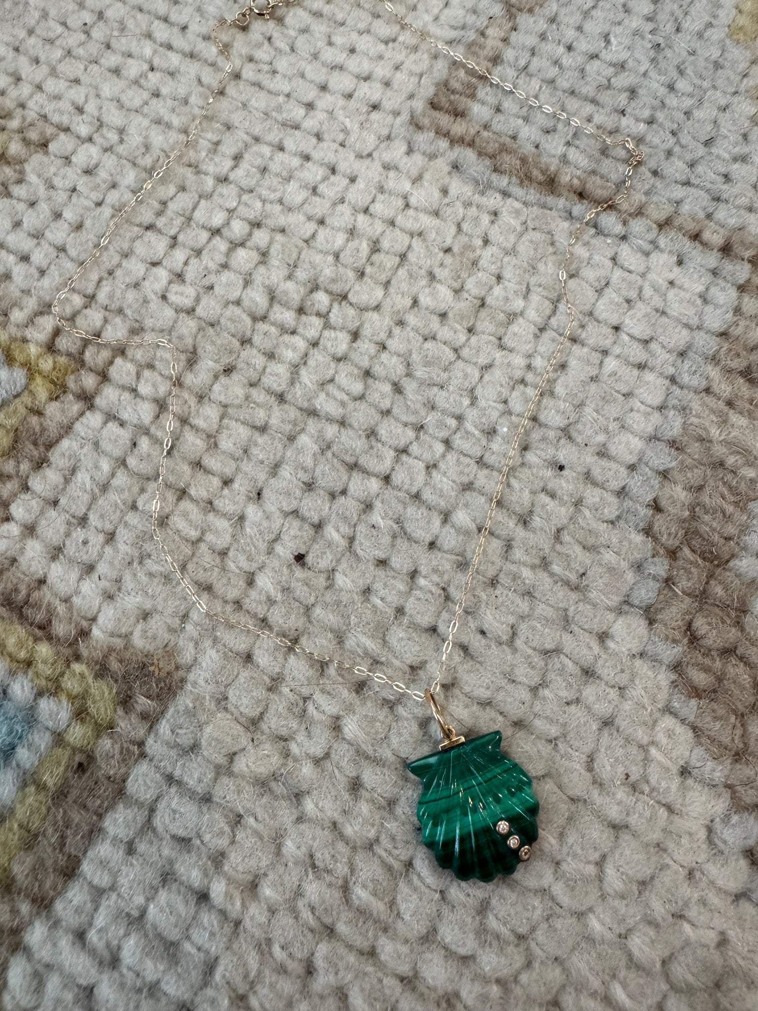 malachite shell on chain