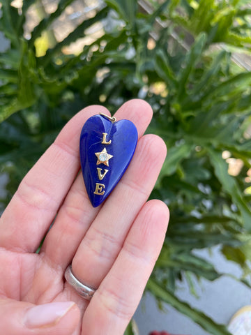lapis love heart pendant