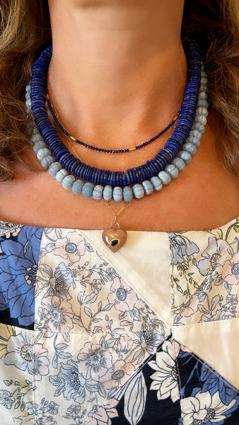 carved peruvian dark blue opal candy necklace