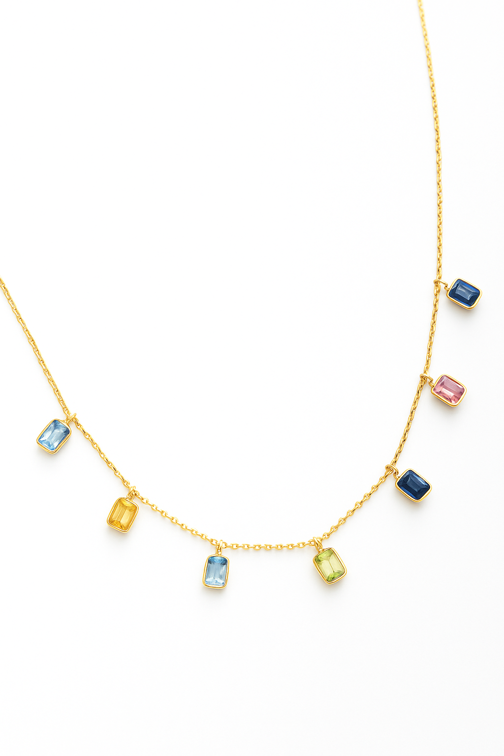 sapphire baguette fringe necklace