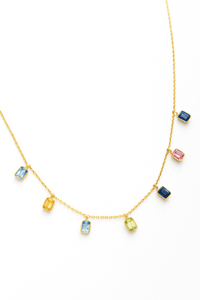 sapphire baguette fringe necklace