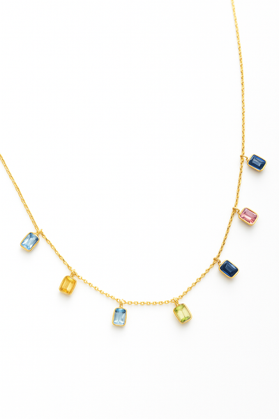 sapphire baguette fringe necklace
