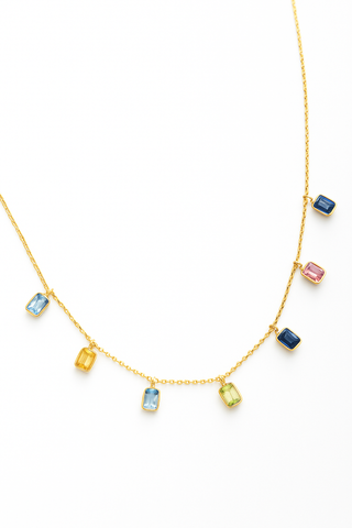 sapphire baguette fringe necklace