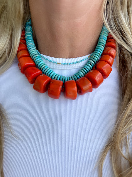 coral statement necklace