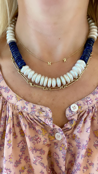 pearl and lapis statement collar