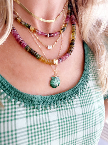 smooth shaded tourmaline heishi necklace