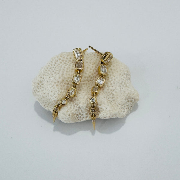 Diamond dangle spike earrings
