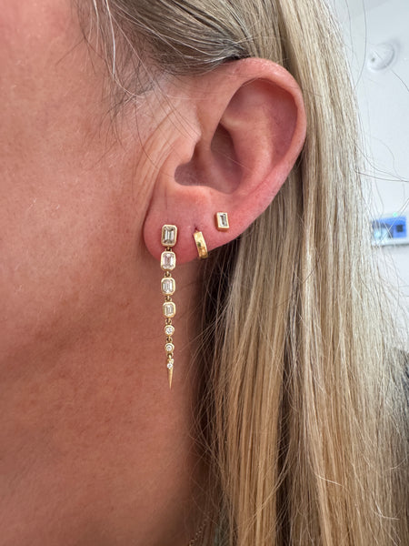 Diamond dangle spike earrings