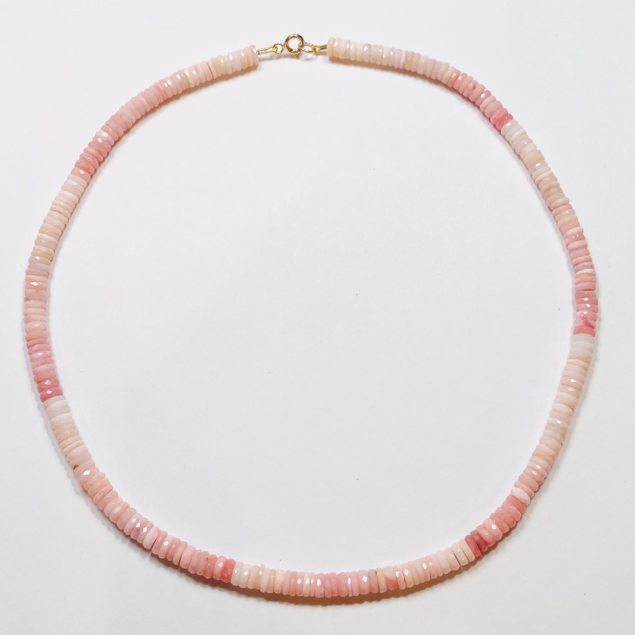 shaded pink opal heishi necklace
