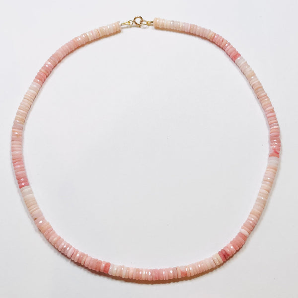 shaded pink opal heishi necklace