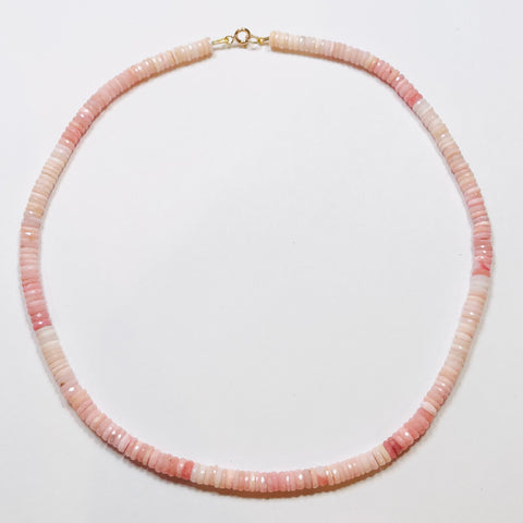 shaded pink opal heishi necklace