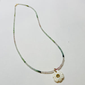 delicate shaded tourmaline necklace with flower