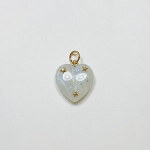 moonstone heart and stars pendant