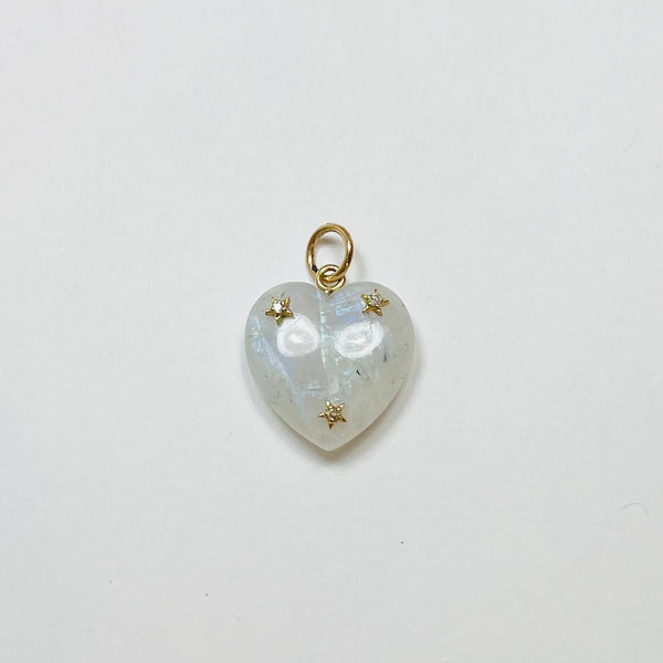 moonstone heart and stars pendant