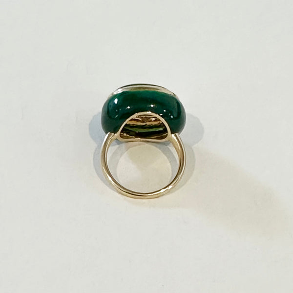 Malachite and emerald dome ring