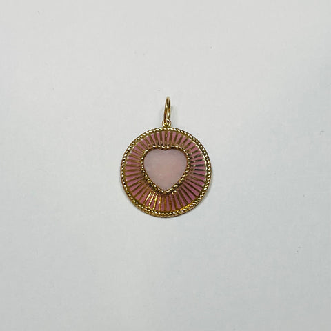 pink opal heart medallion pendant