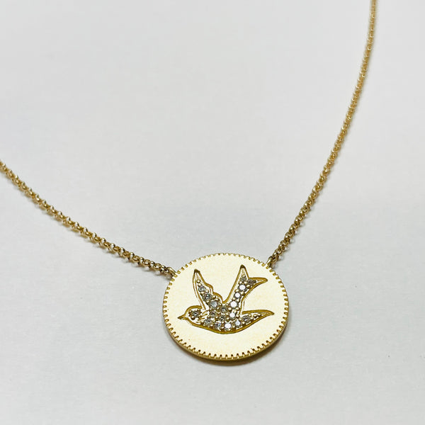 Dove coin necklace