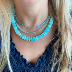 bright blue opal candy necklace with spacers