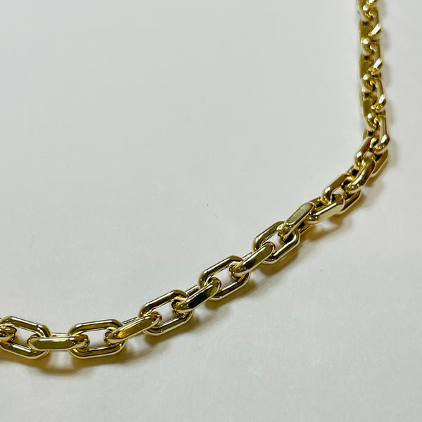 14k gold block rolo chain
