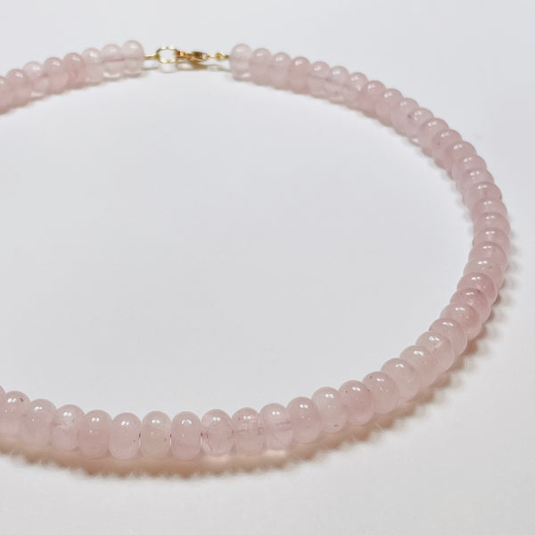 smooth rose quartz candy necklace