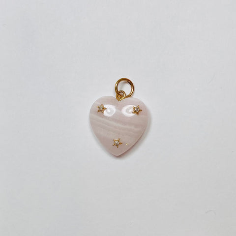 light pink opal heart and stars pendant