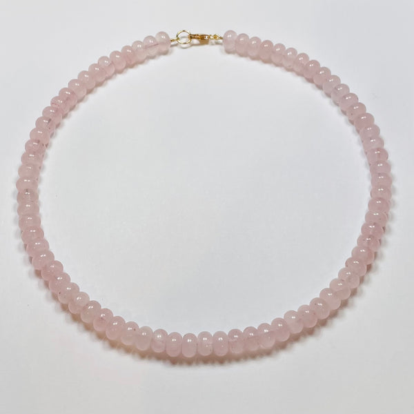 smooth rose quartz candy necklace