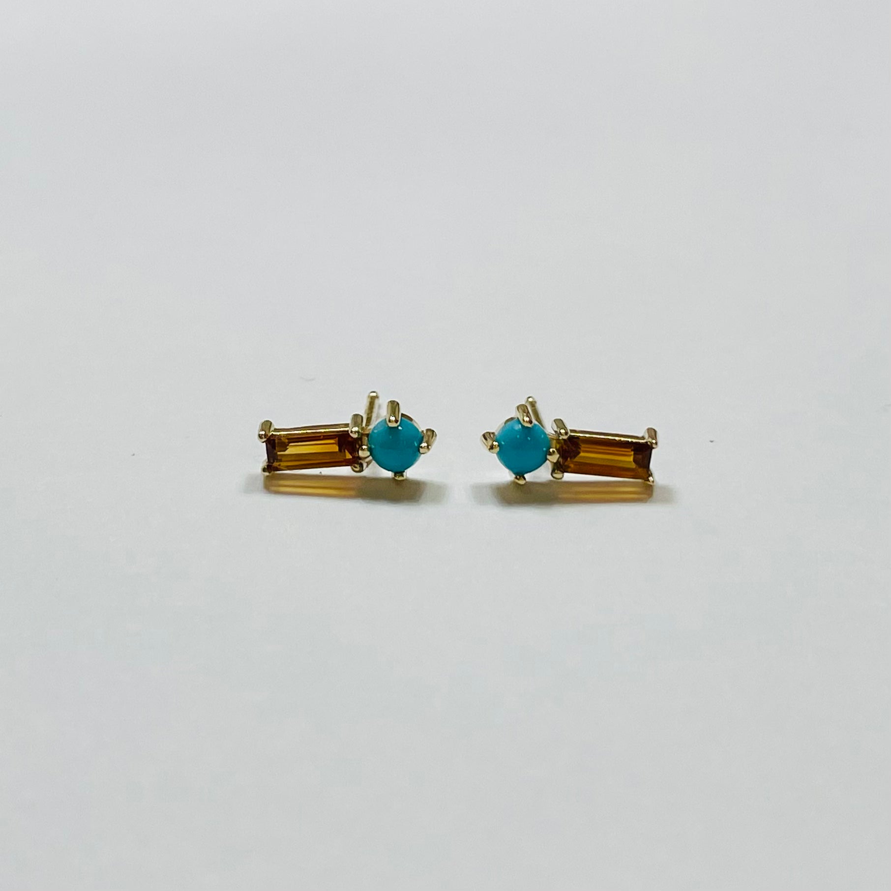 turquoise and citrine studs