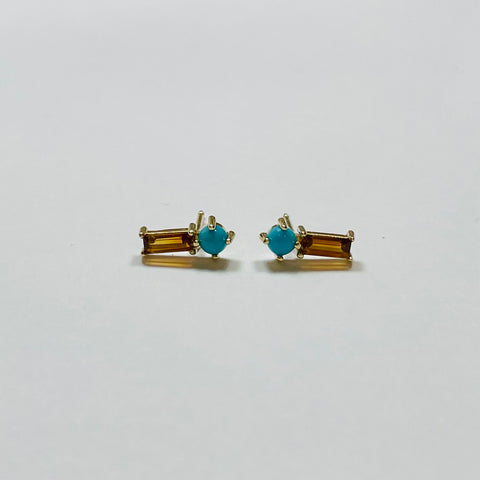 turquoise and citrine studs