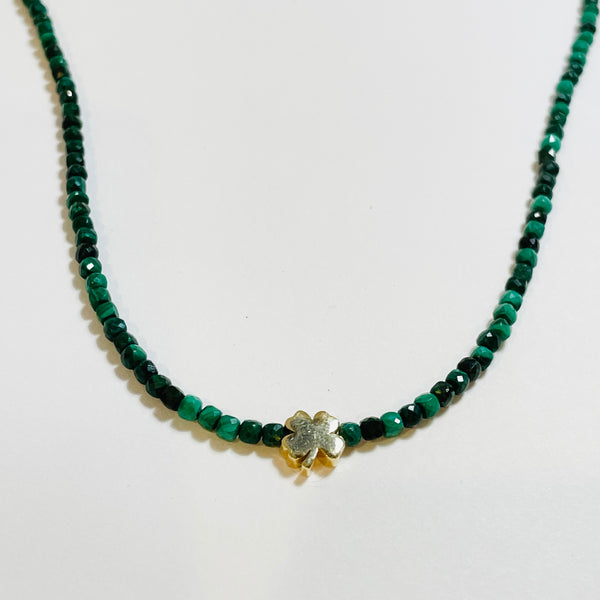 delicate malachite necklace with clover