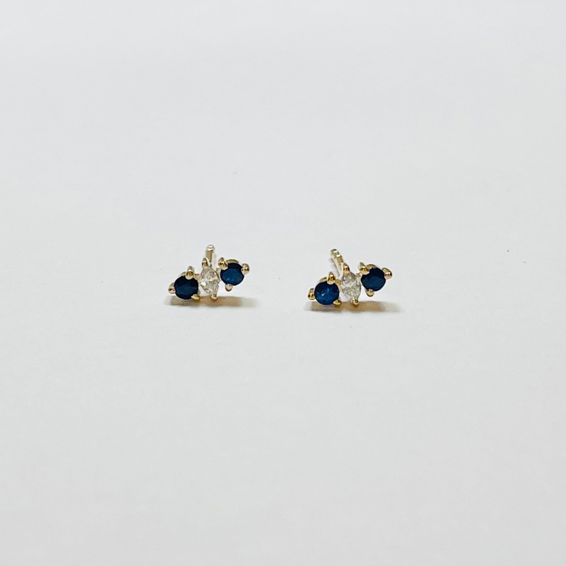 blue sapphire and diamond studs, large