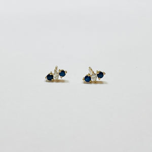 blue sapphire and diamond studs, large